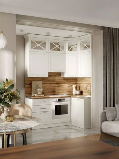 Угловая кухня 1,8/1,2 м с фартуком, Эмаль белая.