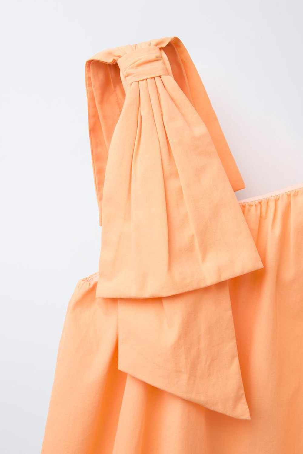 ZARA АСИММЕТРИЧНОЕ ПЛАТЬЕ С БАНТОМ, ОРАНЖЕВЫЙ