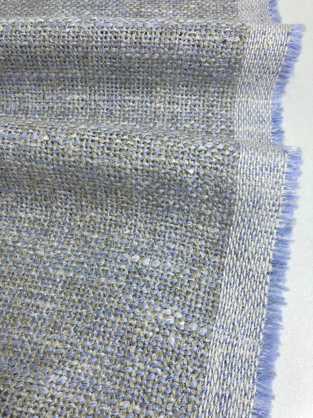 Костюмная лен рогожка, голубой/беж, меланж NB#140