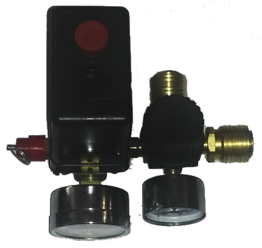 Редуктор компрессора (1/4", в сборе: авар/кл, 2-манометра 12-Bar, автоматика 380-В, 2-б/с) [AEZ]