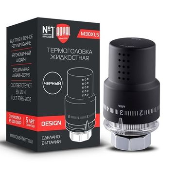 Термоголовка жидкостная Royal Thermo Design M30 x 1,5 пластик, цвет чёрный (RTO 07.0008)