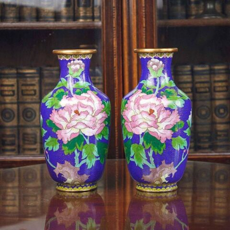 Винтаж: Парные вазы с пионами