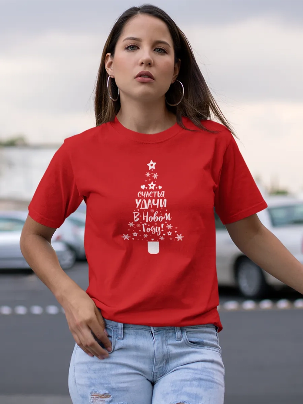 Новогодняя футболка с елкой