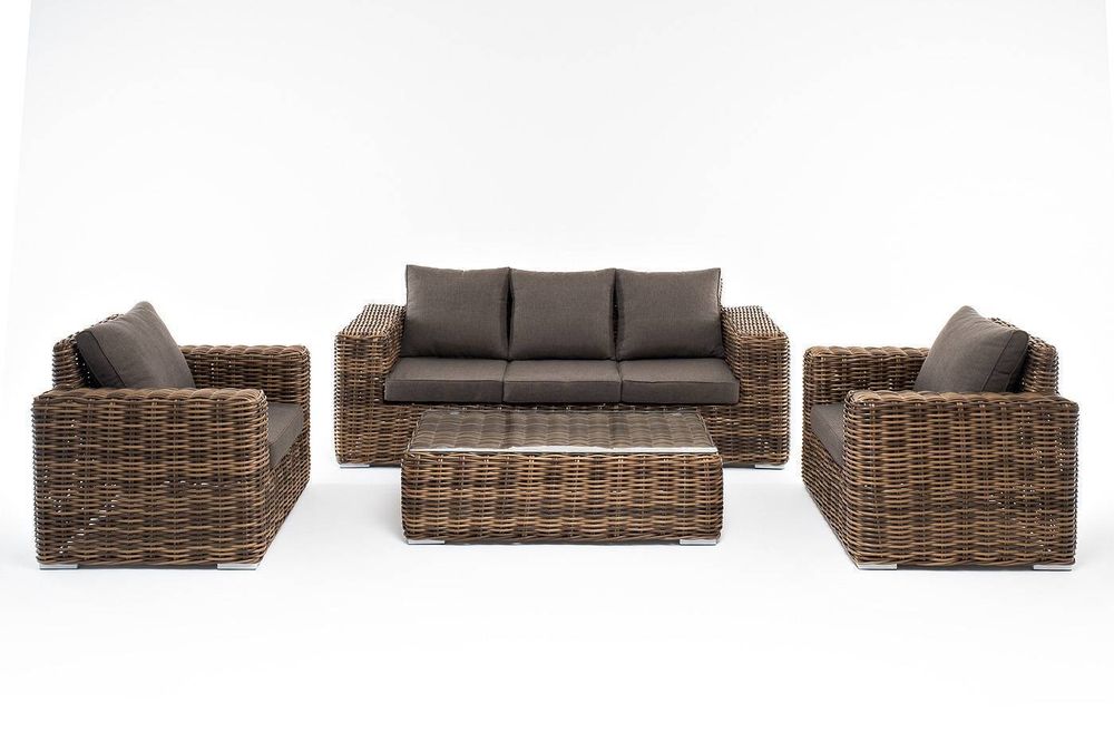 "Палермо" лаунж-зона из искусственного ротанга, цвет соломенный