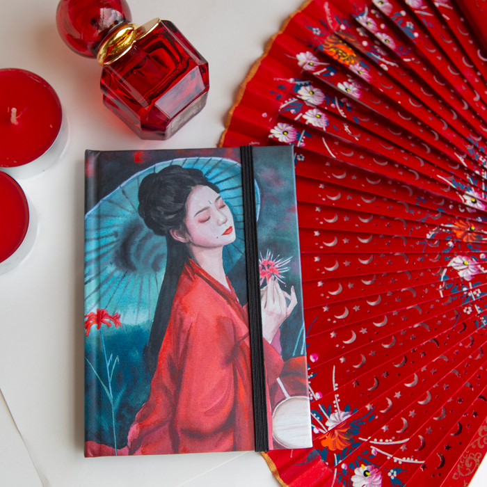 Блокнот А6 в клеточку Девушка в красном