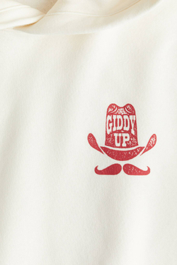 H&M Толстовка с капюшоном и принтом, кремовый