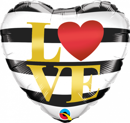 П 18" LOVE полоски черно-белые