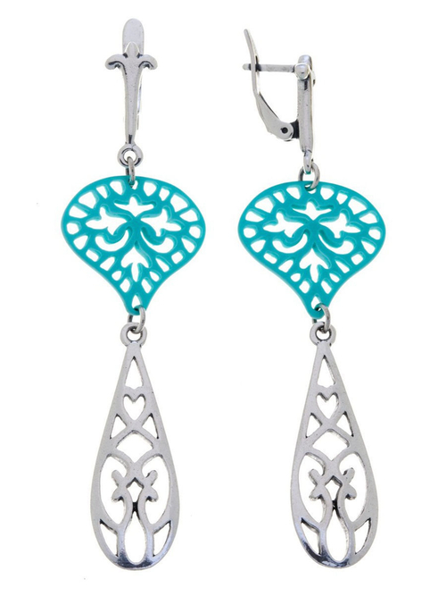 "Конетто" серьги в серебряном покрытии из коллекции "Нюанс" от Jenavi с английским замком