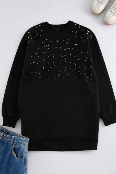 Черная толстовка с аксессуарами из хрустального камня TCTAW25TW00002