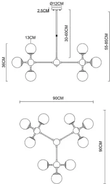 Люстра на штанге 12*Е14 A1664SP-12BK чёрный/янтарный Bolla Arte Lamp
