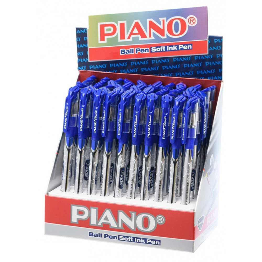 Ручка шариковая, масляная, Piano, синие чернила, серия "Horizon", прозрачный корпус, 50 шт