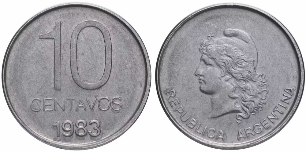 Аргентина 10 сентаво, 1983 Фригийский колпак UNC