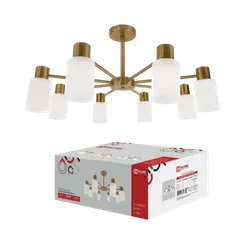 Люстра под лампу CLASSIC KINLI-СN-8E27WH-LT 8xЕ27 матовый плафон, латунный корпус IN HOME