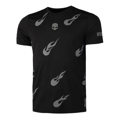 Мужское теннисное поло Hydrogen Tech Flames T-Shirt Men - Black, White