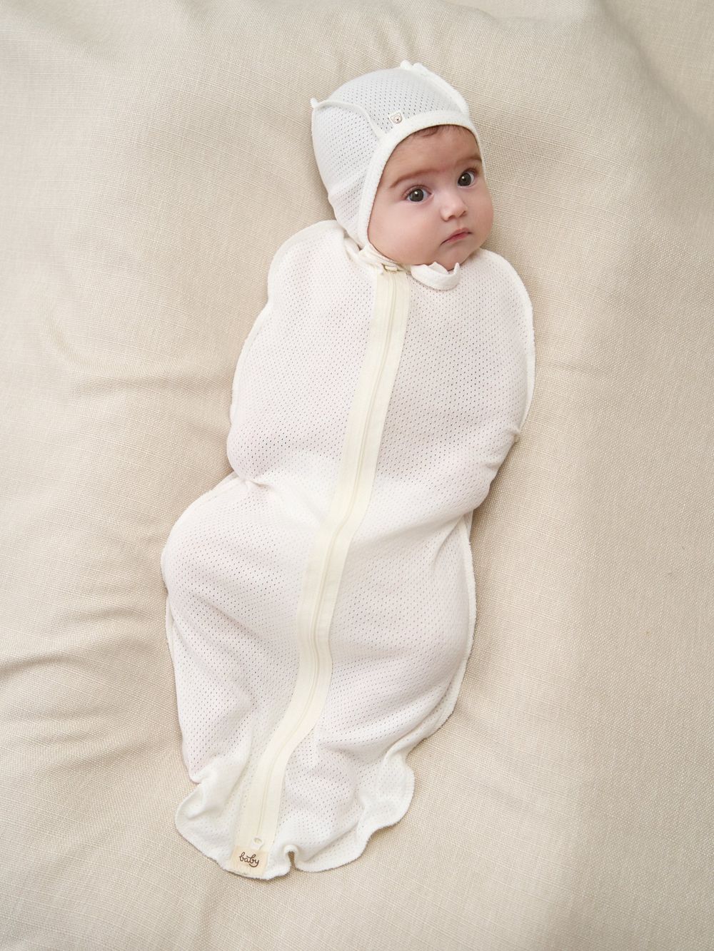 Пеленка-кокон "Молоко" из ажурного хлопка 0+