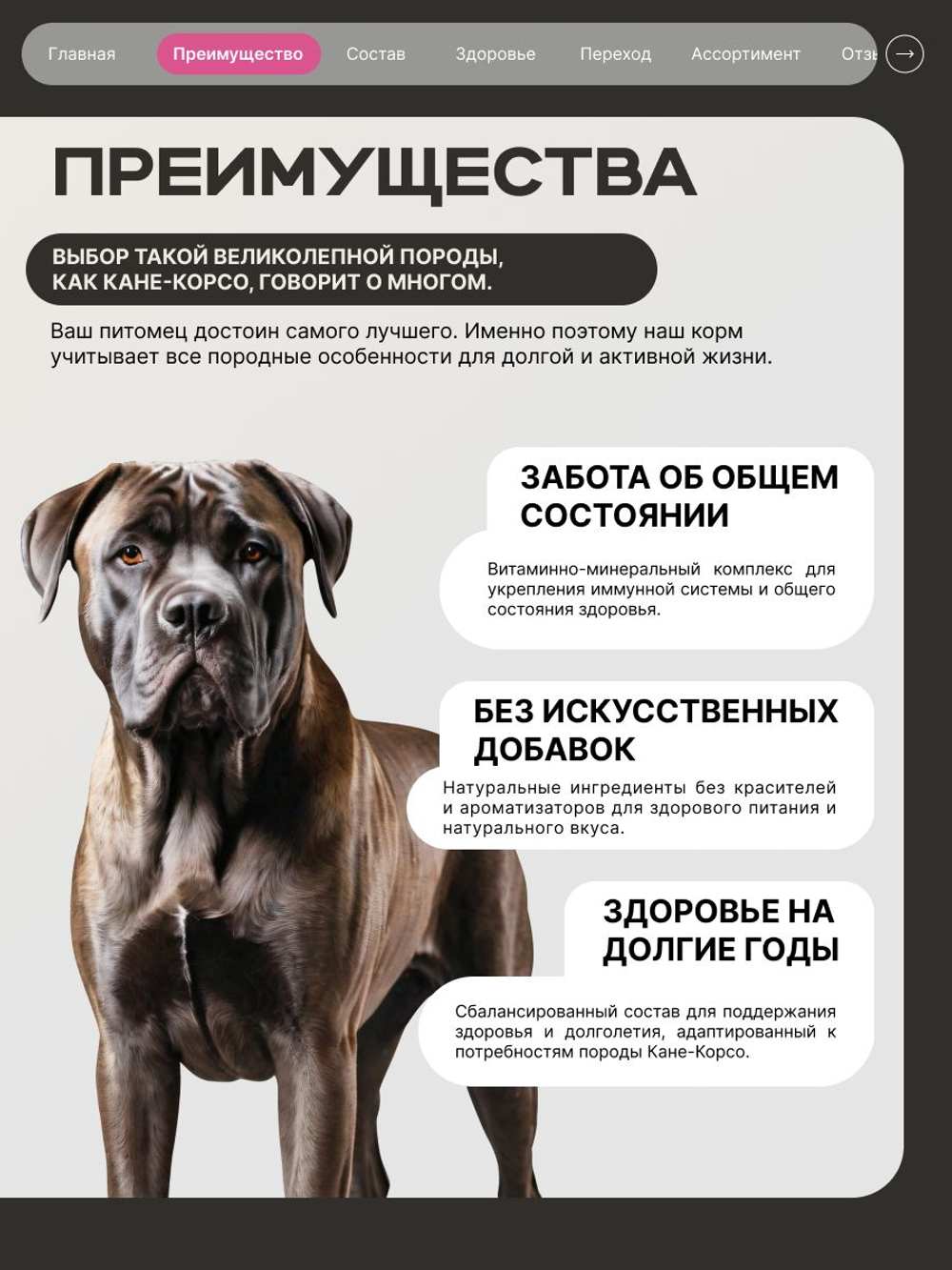 Корм сухой для взрослых собак породы Кане-корсо, премиум полнорационный комплекс, с говядиной, 12 кг, QUATTRO