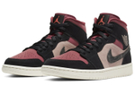 Jordan Air Jordan 1 mid Wear-Resistant Anti-Slip Medium Help Vintage Basketball Shoes Women's Red Bean Milk Tea