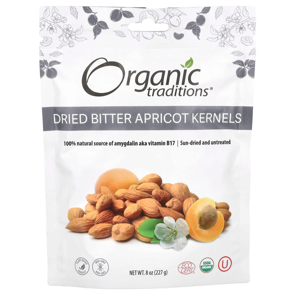 Organic Traditions, Сушеные ядра горького абрикоса, 227 г (8 унций)