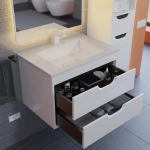 Тумба с раковиной для ванной Uperwood Modul 65 см, подвесная, матовая, белая/графит