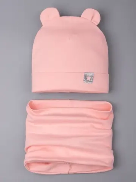 Шапка для девочки с ушками осенняя и снуд