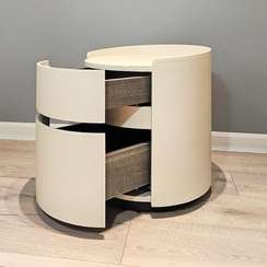 Прикроватная тумбочка MLL-E01 с двумя ящиками, белая экокожа