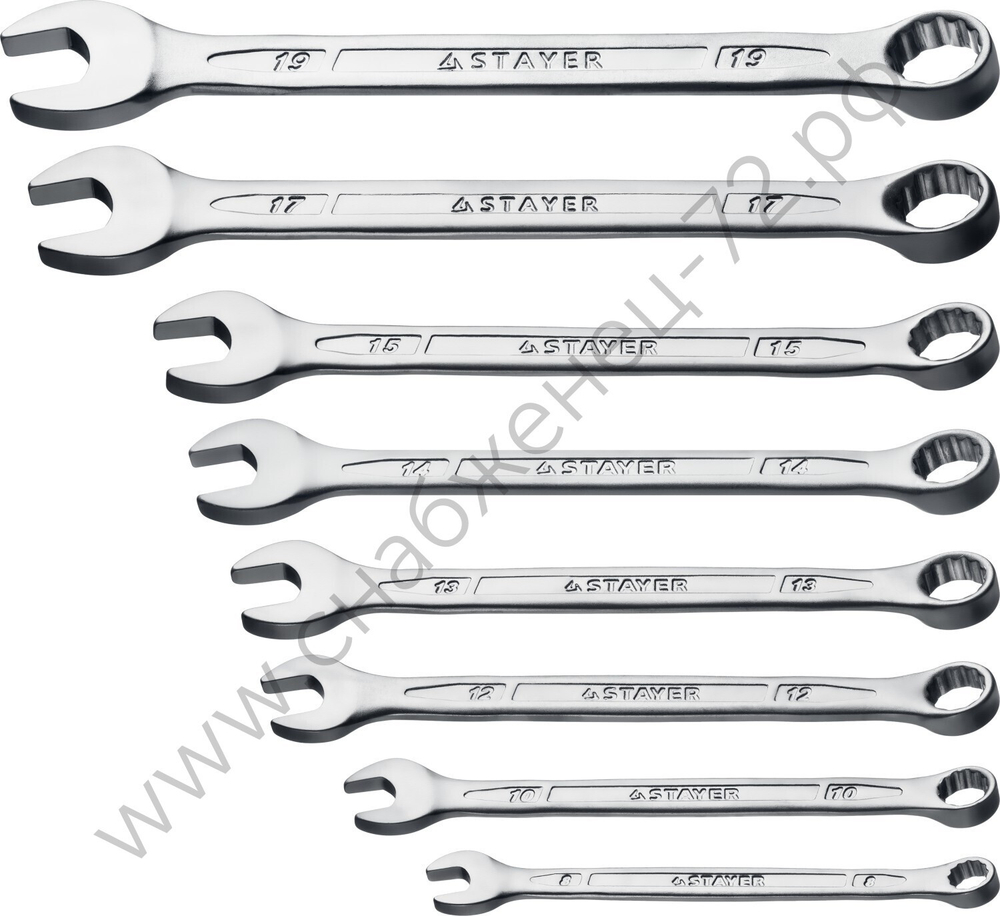 STAYER HERCULES, 8 шт, 8 - 19 мм, набор комбинированных гаечных ключей, Professional (27085-H8)