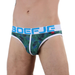 Изумрудные мужские трусы-слипы L.I.F.E. с растительным принтом (Размер: M) (Цвет: изумрудный)