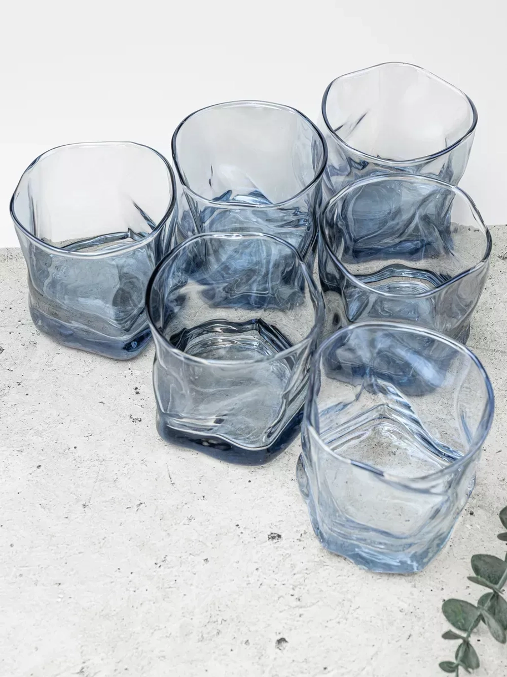 Набор изогнутых бокалов для виски, голубой, 300 мл, 6 шт.