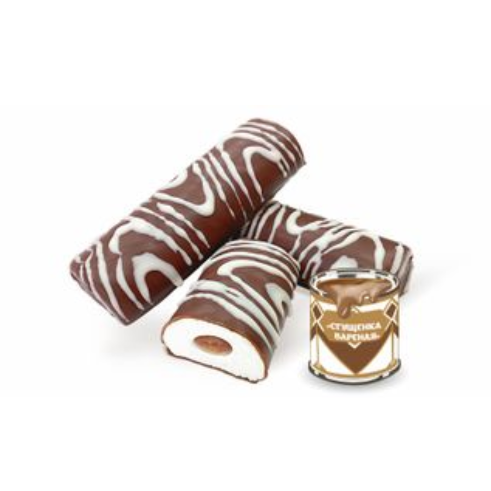 Зефир в тёмной глазури с начинкой вар.сгущенка вес Добрыня 5767