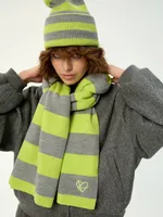 Купить Шарф Kraizy Stripes в полоску серый / лимон Шарф Kraizy Stripes в полоску серый / лимон