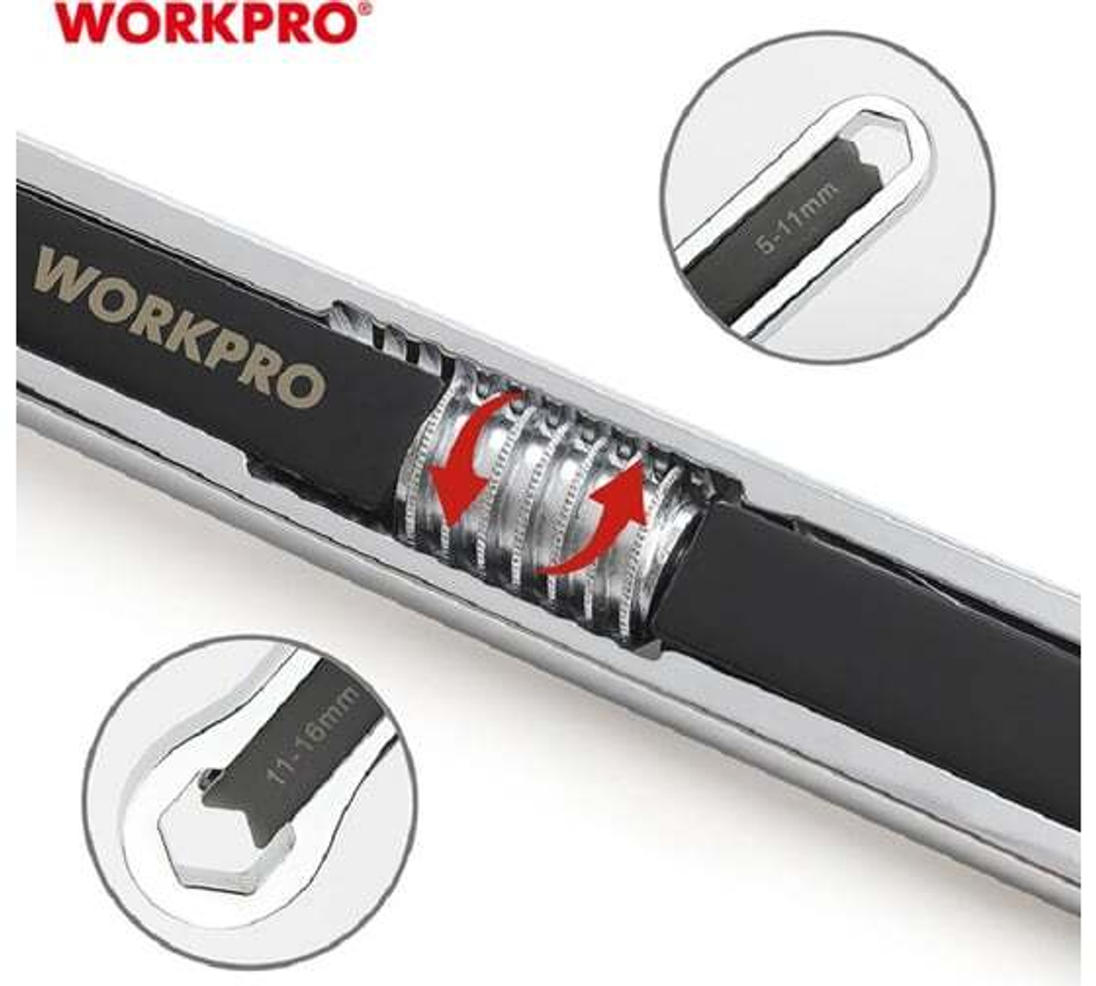 Универсальный разводной ключ WORKPRO 5-16 мм WP272017