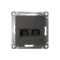 Розетка компьютерная 2-м AtlasDesign RJ45+RJ45 кат.5E механизм базальт SE ATN001485