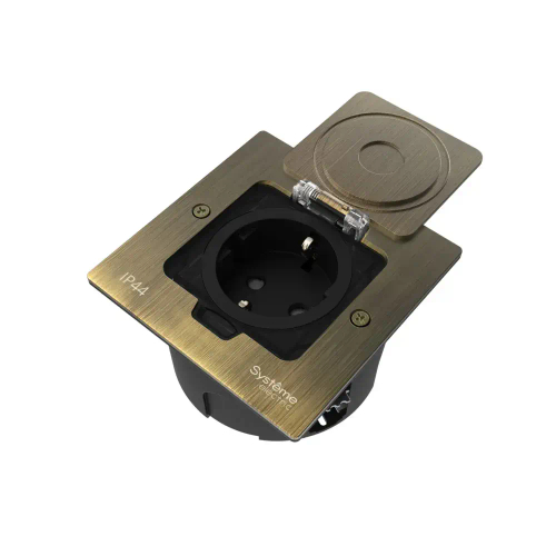 MultiDesk Лючок с розеткой 2К+З, 16А/250В, IP44 с монтажной коробкой для стены, фальшпола, стола Ант