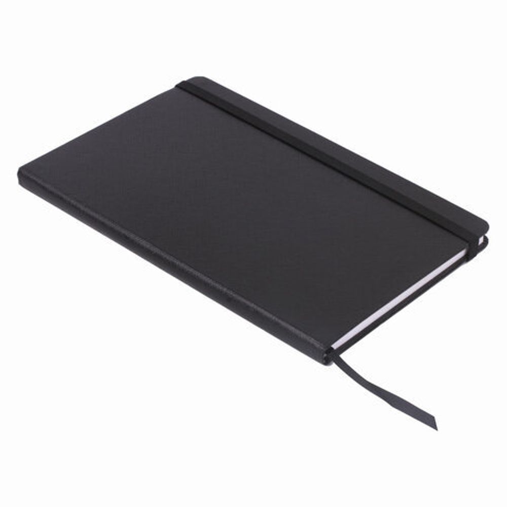 Блокнот А5 (148х218 мм), BRAUBERG "Select", 96 л., балакрон, резинка, клетка, черный, 125211