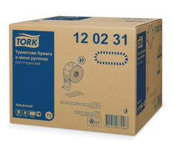 Бумага туалетная 170 метров, TORK (Система T2) ADVANCED, 2-слойная, белая, КОМПЛЕКТ 12 рулонов, 120231