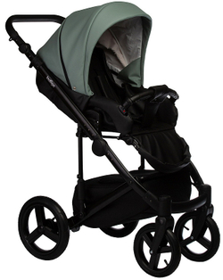 Детская коляска Indigo Tour Eco 3 в 1 с автокреслом Avionaut Cosmo Te03 черная кожа+шалфей кожа