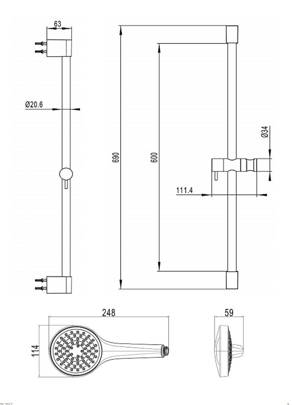 Душевой гарнитур Villeroy&Boch Embrace TVS1086000161 Хром