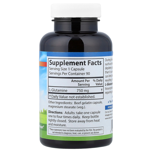 Carlson, L-глютамин, 750 мг, 90 капсул
