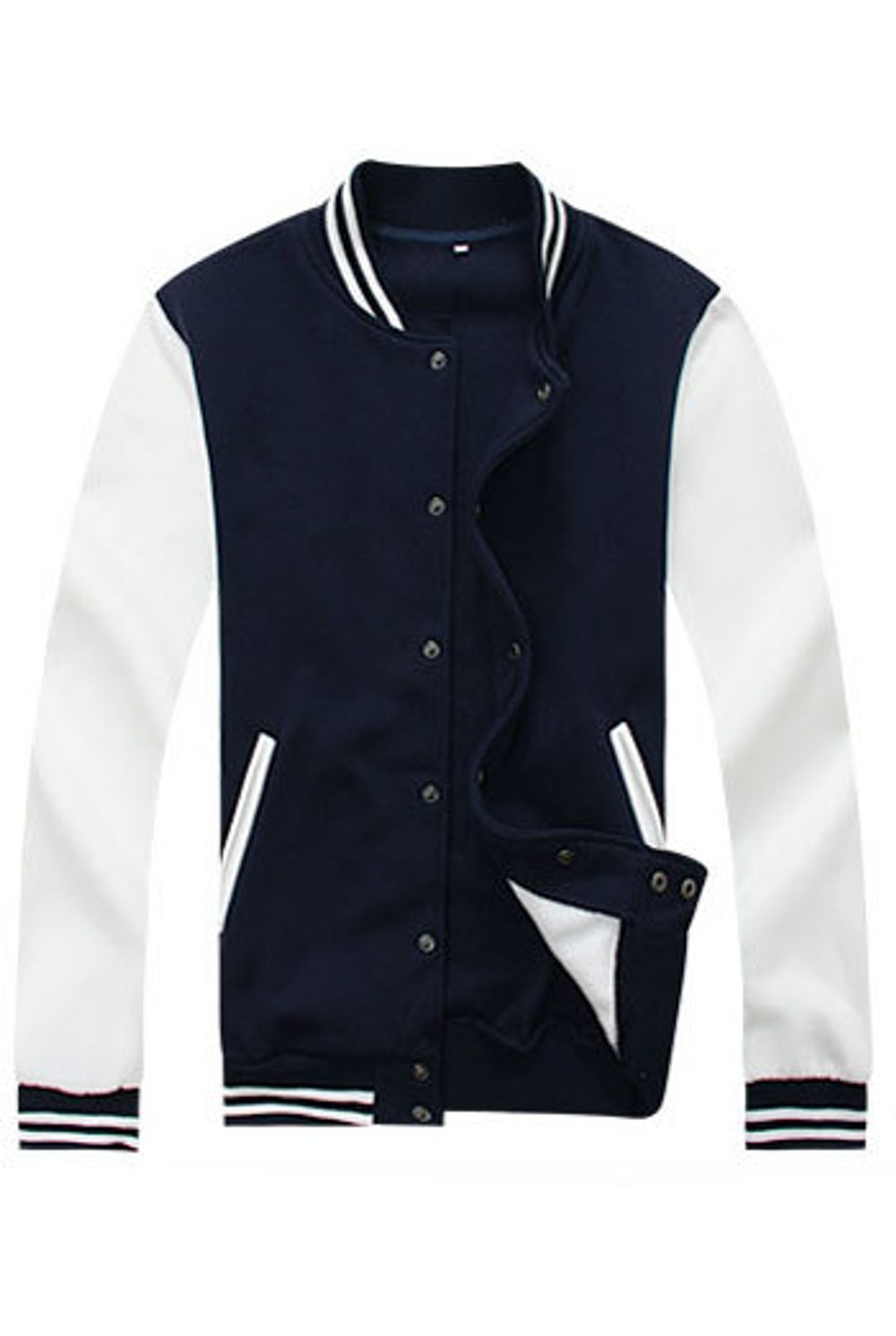 Бомбер темно-синий с белым фото грудь