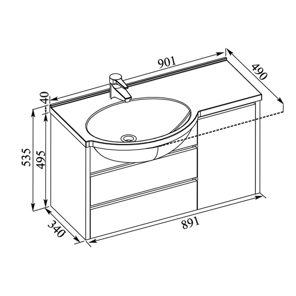 Тумба с раковиной Aquanet Лайн 90 L белый
