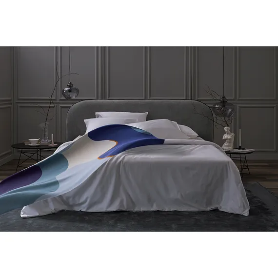 Плед из хлопка с авторским принтом синего цвета из коллекции freak fruit, 130х180 см