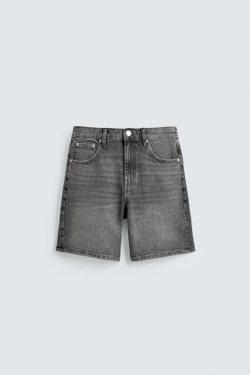 ZARA ДЖИНСОВЫЕ ШОРТЫ REGULAR FIT, СЕРЫЙ