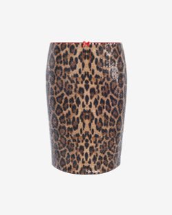 Юбка мини из пайеток с леопардовым принтом