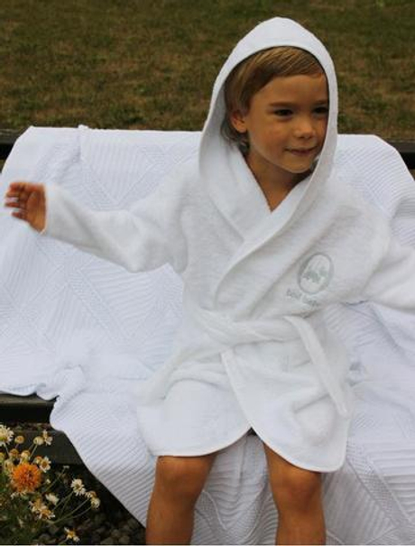 Халат детский 7-8 лет Bovi Собачки белый-бежевый