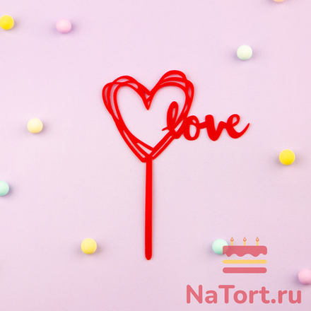 Топпер «Сердце  Love» красный