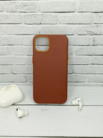 Кожаный чехол Leather Case iPhone 13, Темно-Коричневый