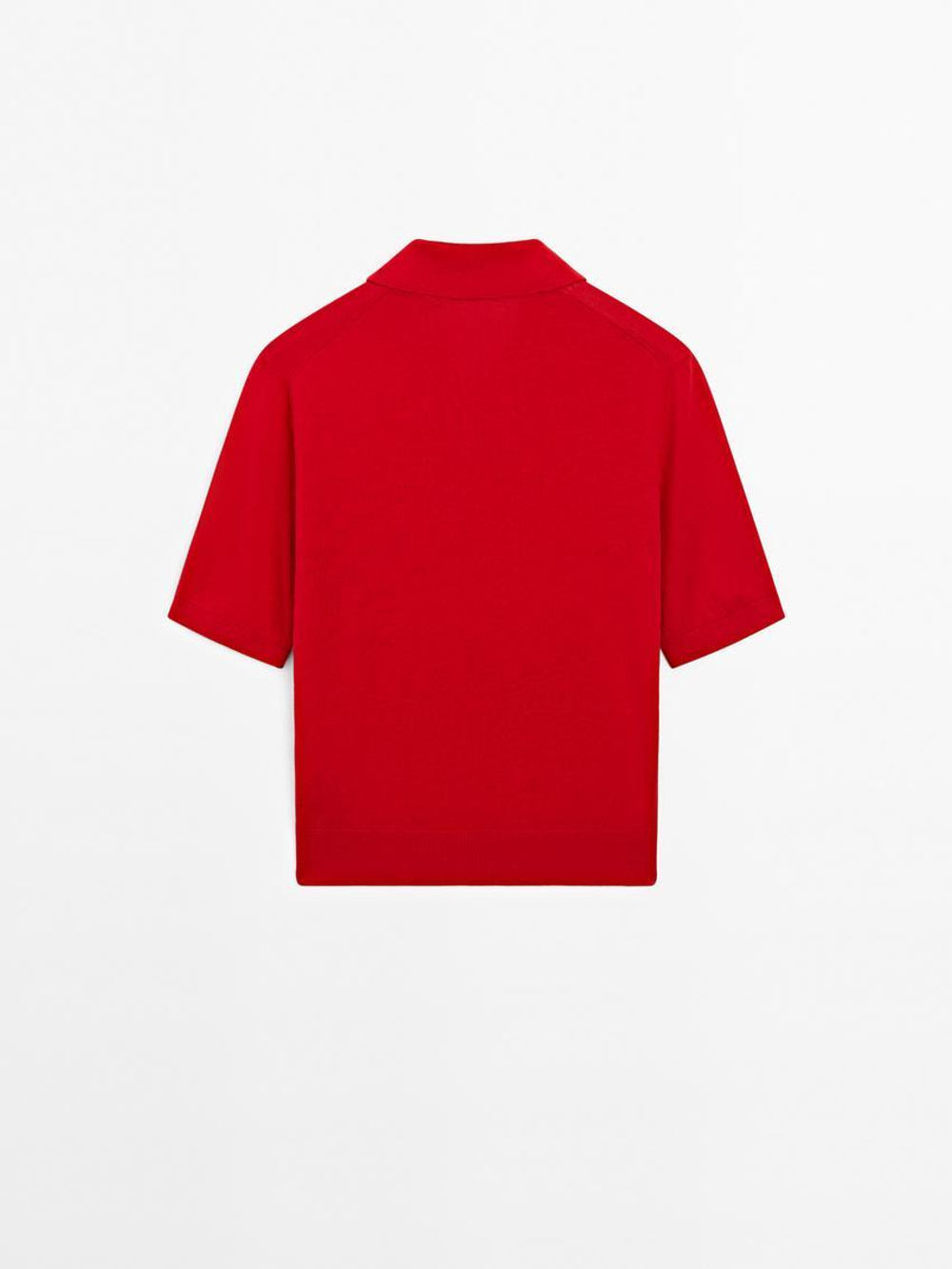 Massimo Dutti Футболка с воротником поло, красный