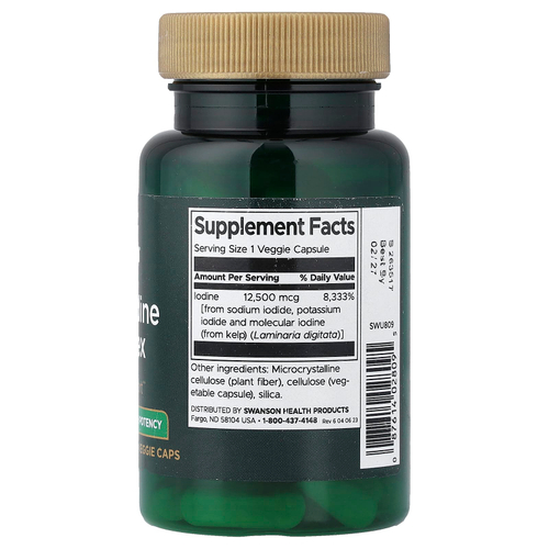 Swanson Vitamins, комплекс с йодом тройного действия, 12,5 мг, 60 растительных капсул