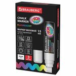 Маркер меловой "POP-ART" БЕЛЫЙ, 15 мм, сухостираемый, для гладких поверхностей, BRAUBERG, 151537