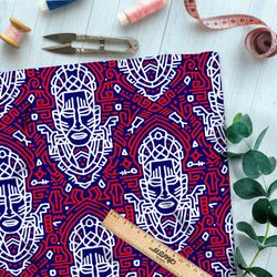 Ткань оксфорд 600 египетский фараон с краснымм узорами